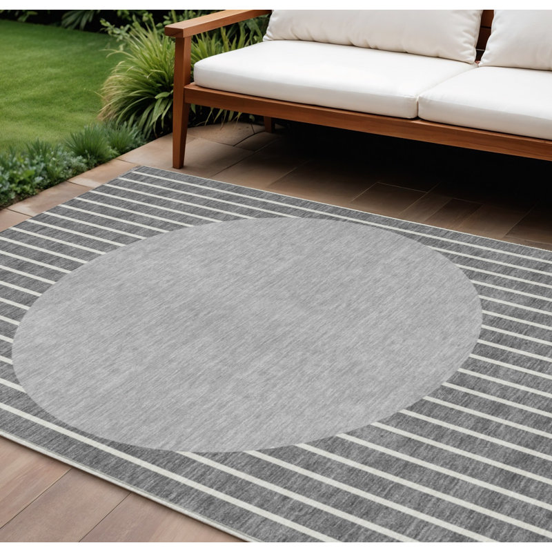 Tapis intérieur lavable rayé gris 9 pi x 12 pi