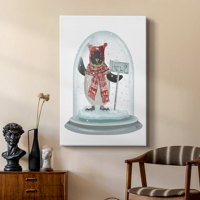 Boule à neige de Noël pingouin - galerie Cavas sur mesure, H 36 po x l 24 po