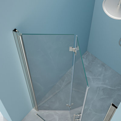Porte de douche 32 po x 72 po avec verre trempé et pliable facile à installer l 32 po x H 72 po pour une utilisation à long terme