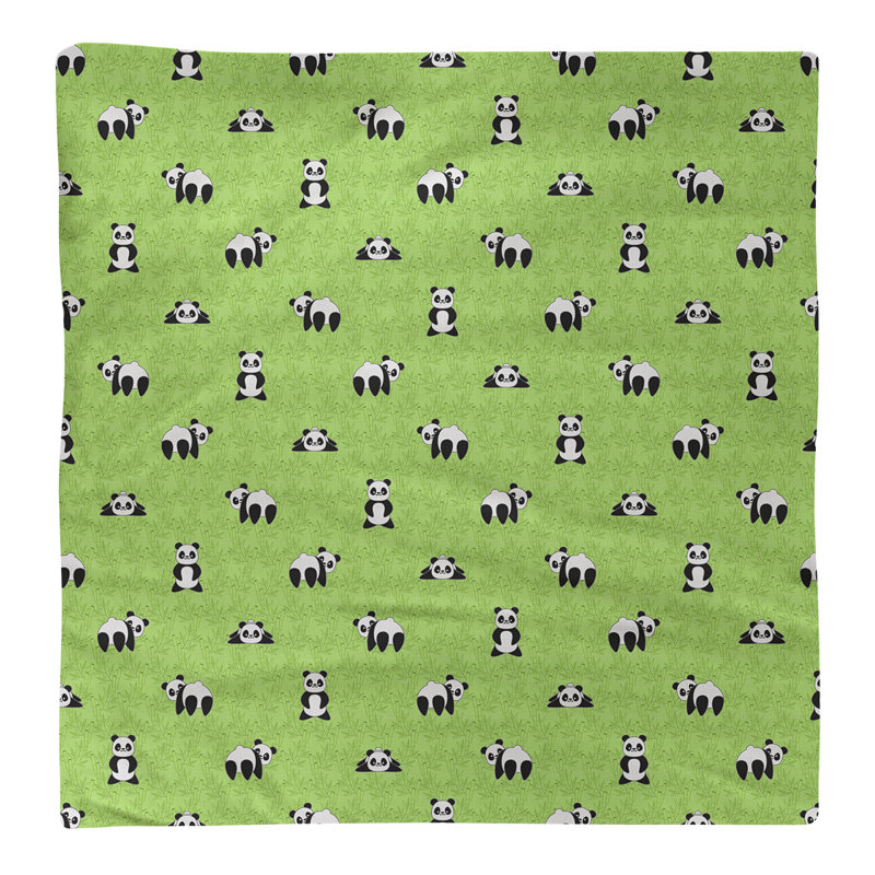 Serviette de coton à motif panda, Vert, H 0,1 po x l 22 po x P 22 po, Sergé de polyester