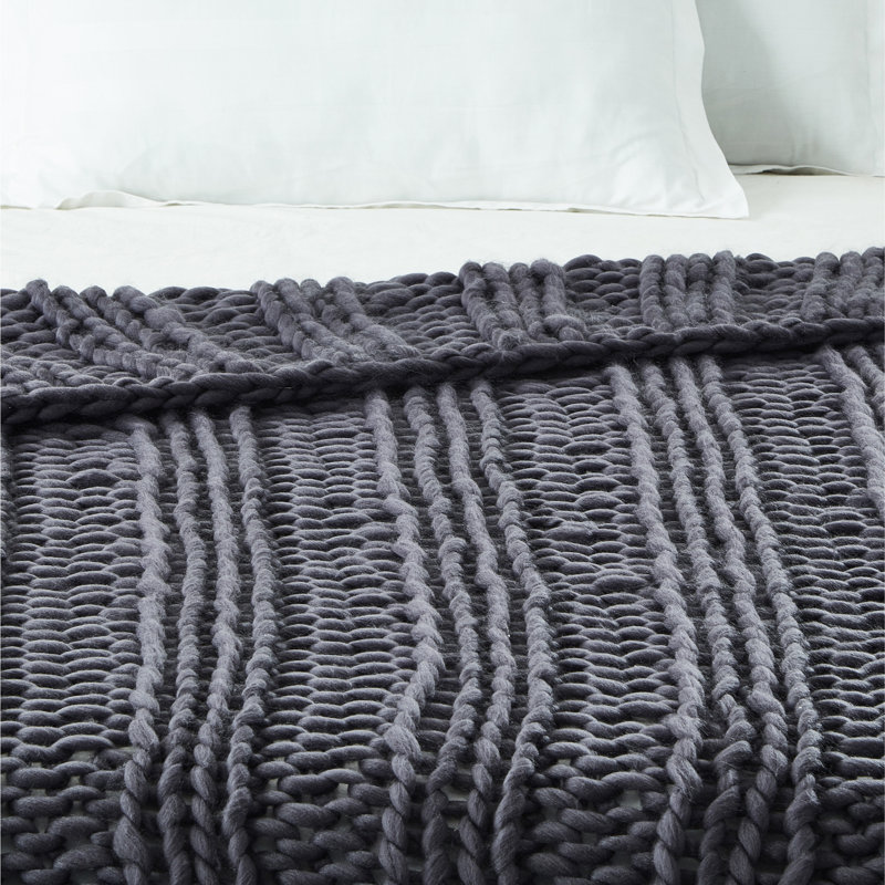 Jeté en tricot Cozy Tyme Keon, Gris foncé, l 40 po x L 60 po