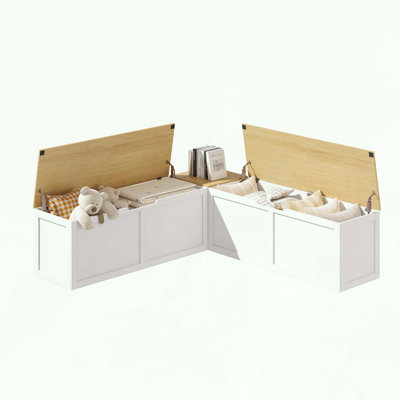 L-Shaped Storage Bench with Dining Table for Small Spaces