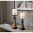 Set of Two Black And Brown Metal And Solid Wood Tabletop Pillar Candle Holders
