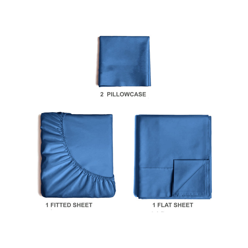  Ensemble de draps en rayonne de bambou 4 pièces Premium Luxury, Ensemble de draps pour lit simple avec deux taies 
