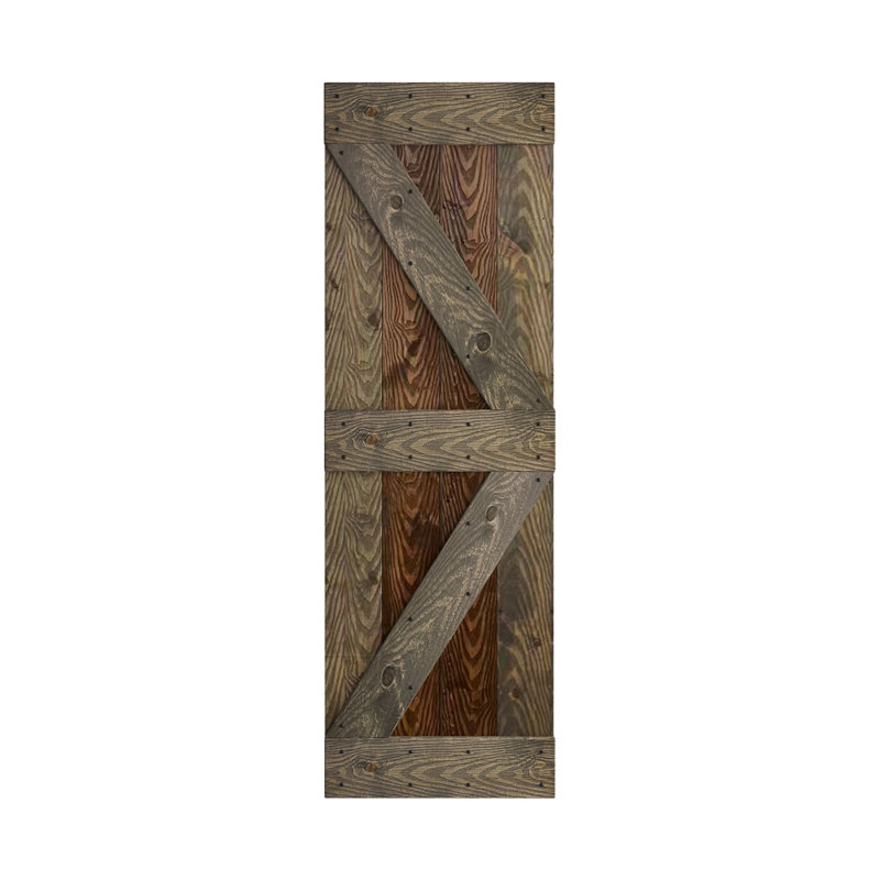 Porte de grange coulissante en bois noueux de la série K Coast Sequoia EMBossing sans ensemble de quincaillerie