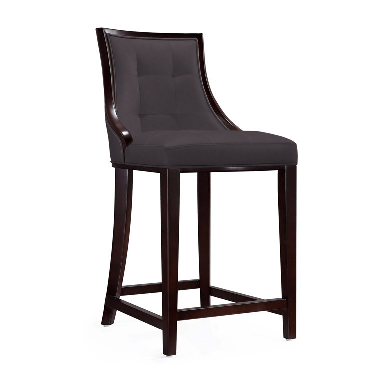 Upholstered Counter Stool with Solid Wood Frame