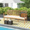 Banc d'extérieur en bois d'acacia l 64 po avec coussin 