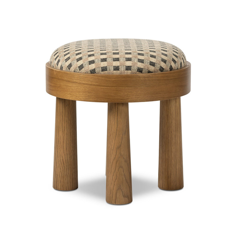Tabouret d'appoint en bois massif Amren, Chêne chaud, Fauve feu de bois