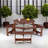 Darlena Outdoor 6 Person Picnic Table with 3 Built-in Benches, Umbrella Hole-2022566191