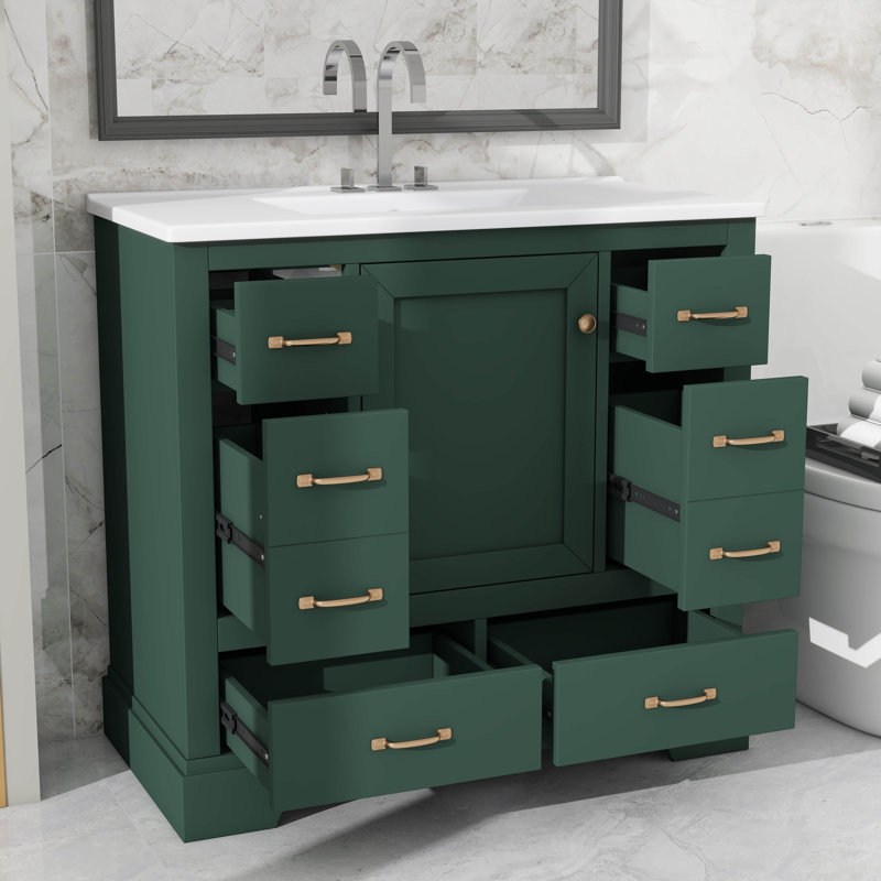 Tablette réglable pour meuble-lavabo moderne 36 po, Vert