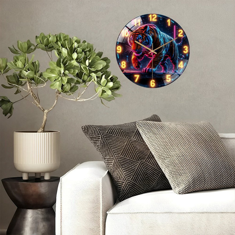 Horloge murale néon tigre 12 po
