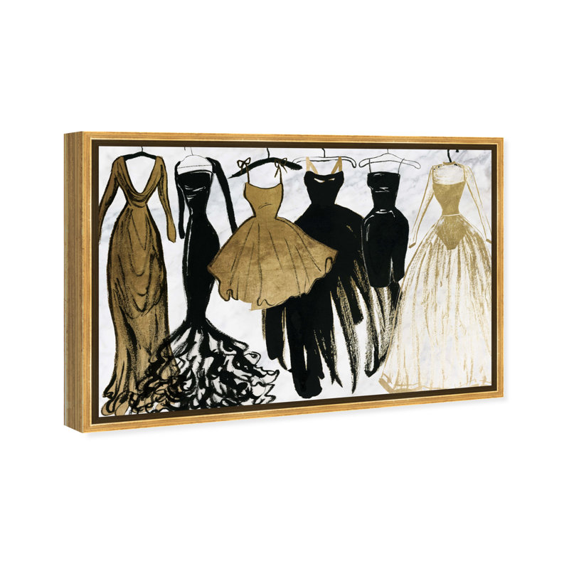 Dream Dream - robe noire - impression, Reproduction avec cadre flottant, H 36 po x l 54 po, Doré