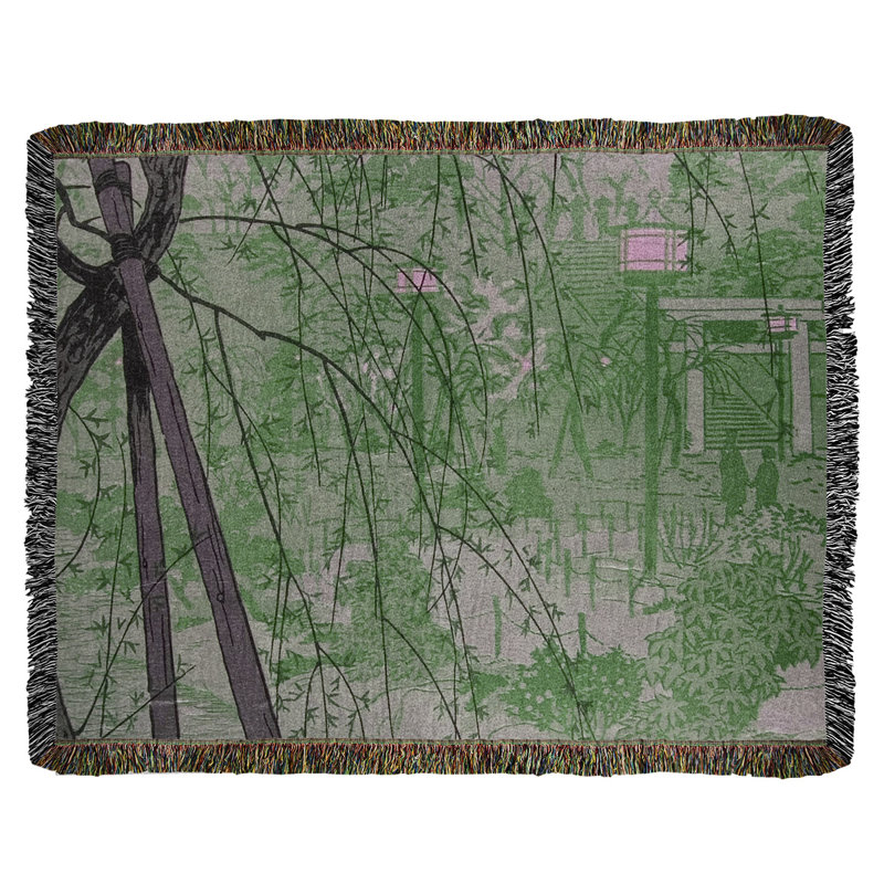 Jeté en coton kasamatsu shiro misty soir à shinobazu étang, Vert