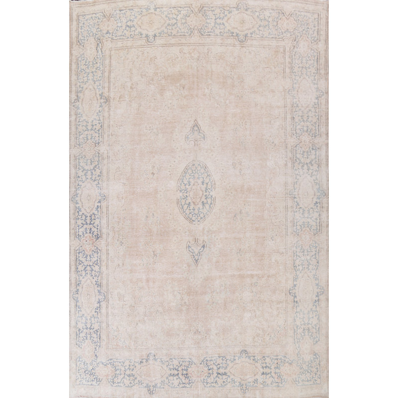 Tapis corail en laine noué à la main de conception unique 9 pi 8 po x 13 pi 3 po Oana