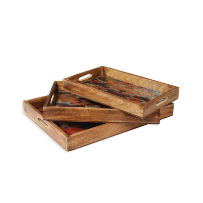 Jividen Wood Tray - Set of 3