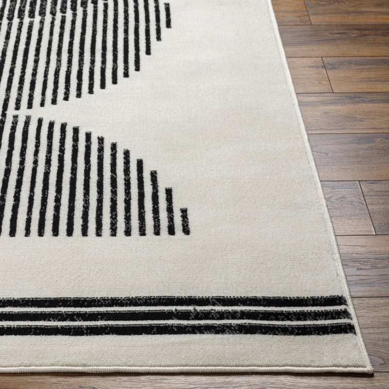 Machine Woven Beige/Black/Ivory Indoor Rug, Rectangle 152 x 213cm