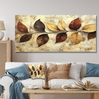 Chocolate Brown Leaves Of Scenery II - Traditional Metal Art Print, Leaves Metal Wall Decor