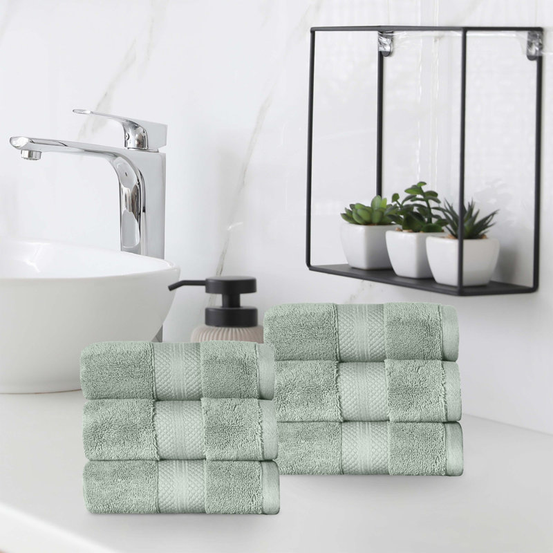 Collection de serviettes finlandaises en peluche 100% turque, Vert olive, Essuie-mains - paquet de 6