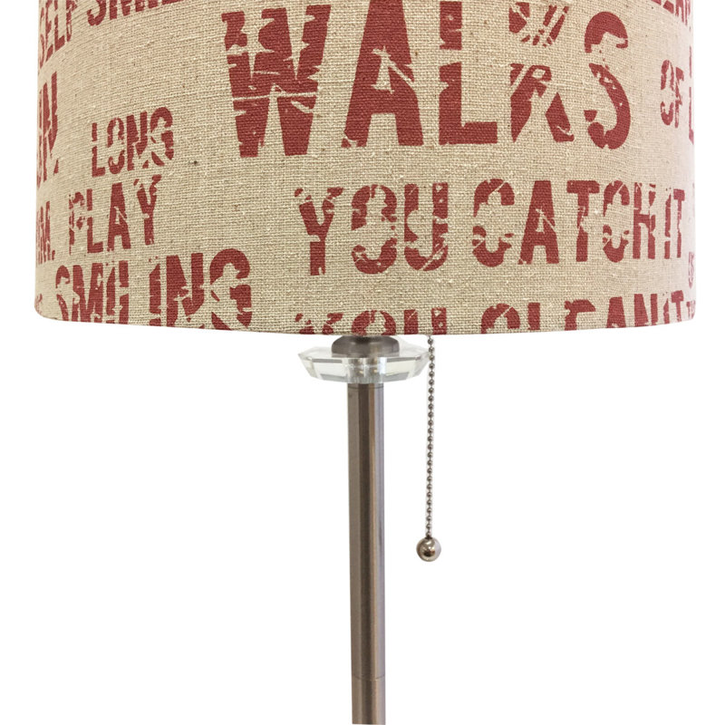 Lampe de table 28" relaxing expression print Herold, Nickel brossé/ crème/ rouge