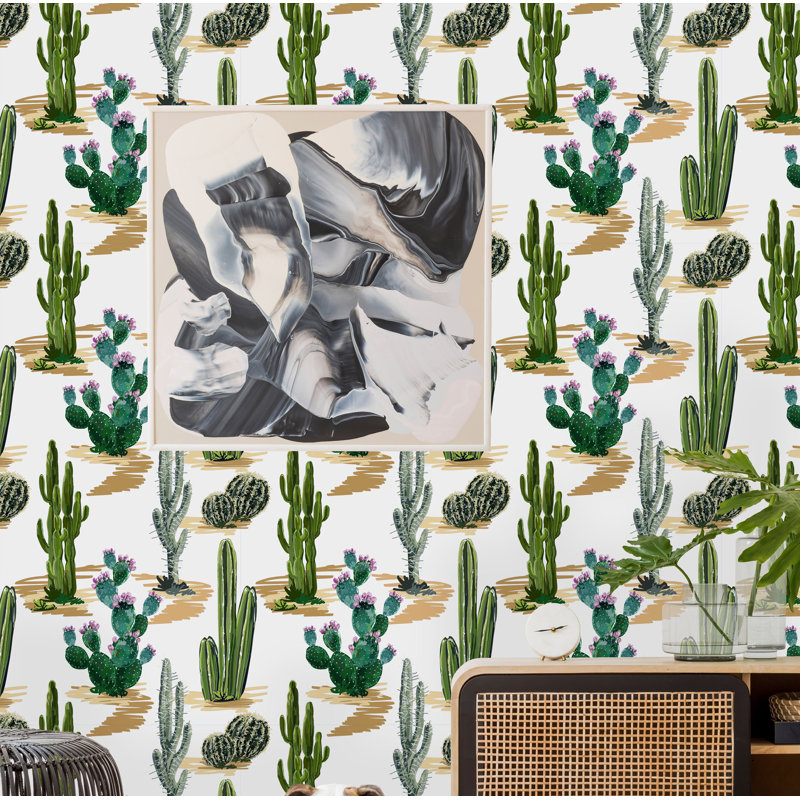 Rouleau de papier peint peler et coller Briar Cactus and Succulents, L 16,67 po x l 25 po