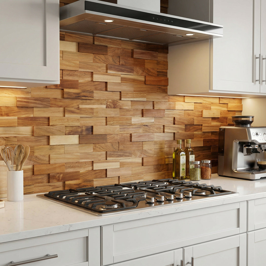 Wood Brick Joint Mosaic Wall Tile Bare Decor