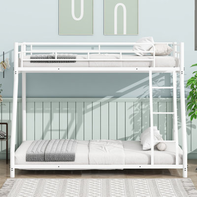 Twin Over Full Sturdy Metal Standard Bunk Bed, White