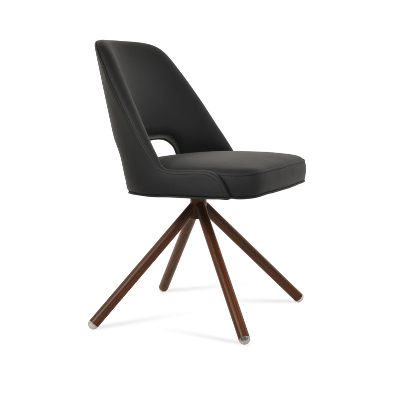 Chaise d'appoint pivotante Marash Stick, Gris clair, Noyer