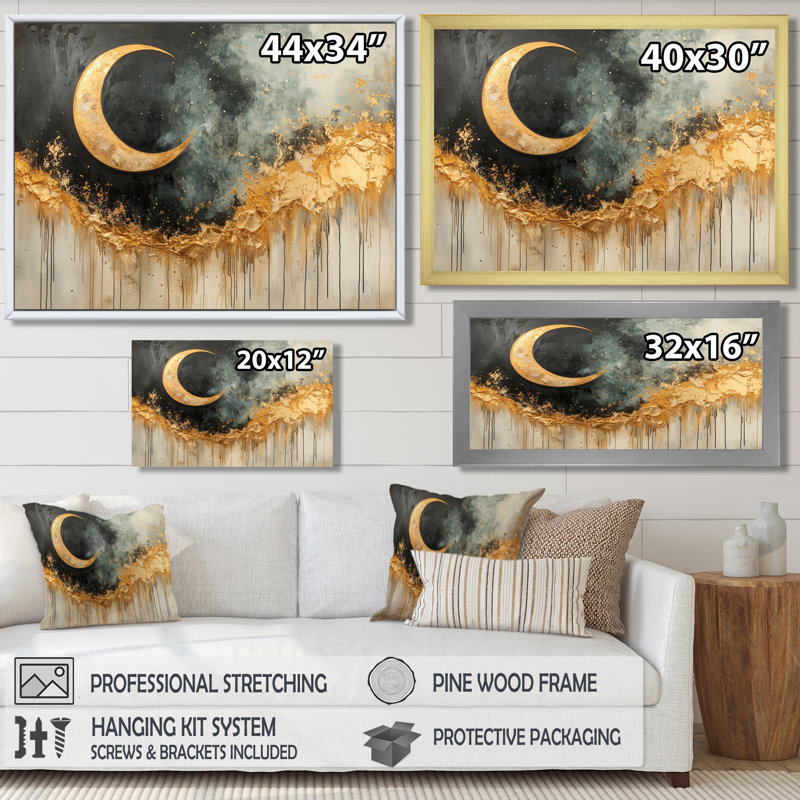 Luken - Fantasy Wall Art, Noir, noir, noir, noir, H 28 po x l 60 po, Cadre flottant