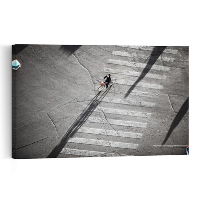 " Overhead City Cyclist Abstract Contemporary Zebra City Wall Art Print " by Zhou Chengzhou