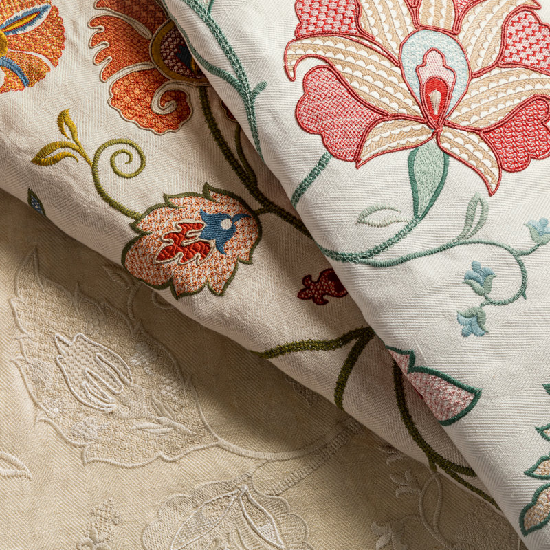 Shiraz Emb Fabric, Stone/Ivory