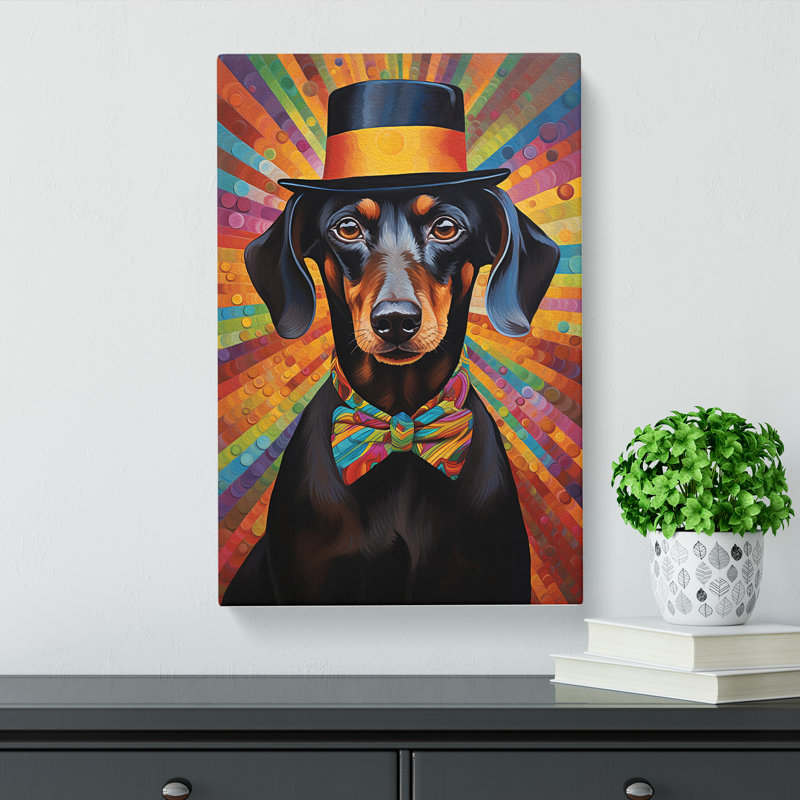 Dachshund Art Informel Art No.2 - Wrapped Canvas, 60cm H x 40cm W x 3cm D