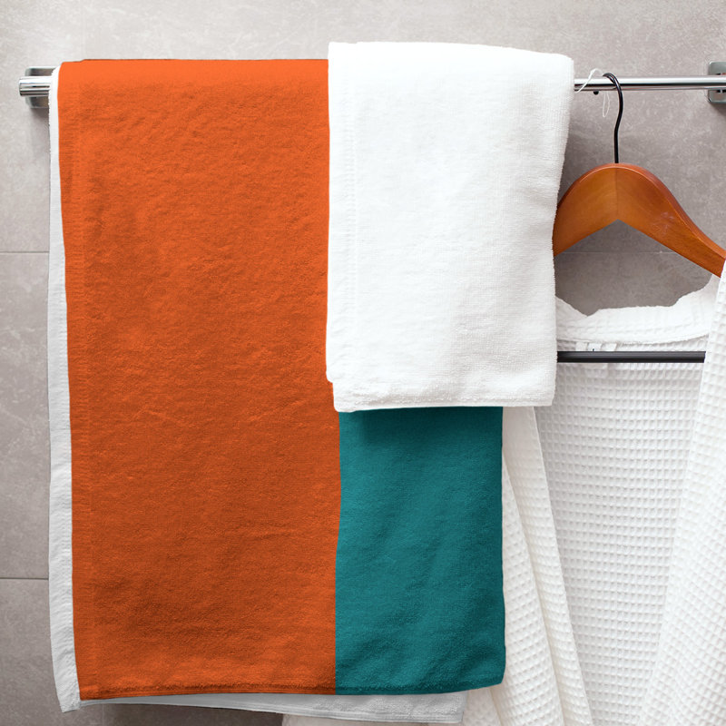 Bath Towel, Light Orange/Sea Green