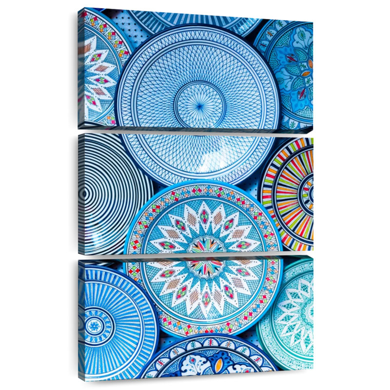 Senne Blue Moroccan Plates, 32" H x 20" W