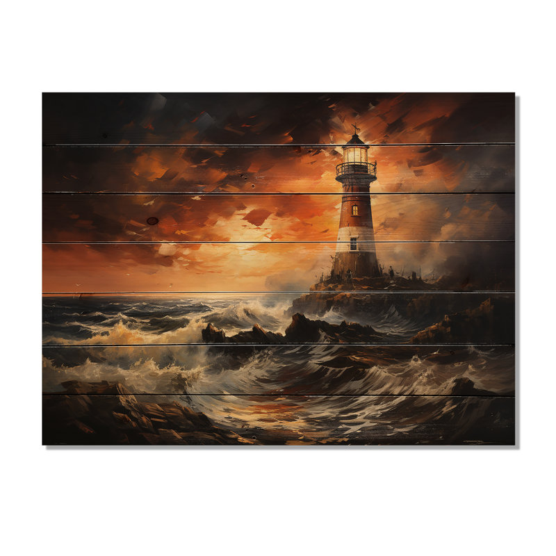 Phare du Danemark, lueur sur bois, H 10 po x l 20 po x P 0,78 po