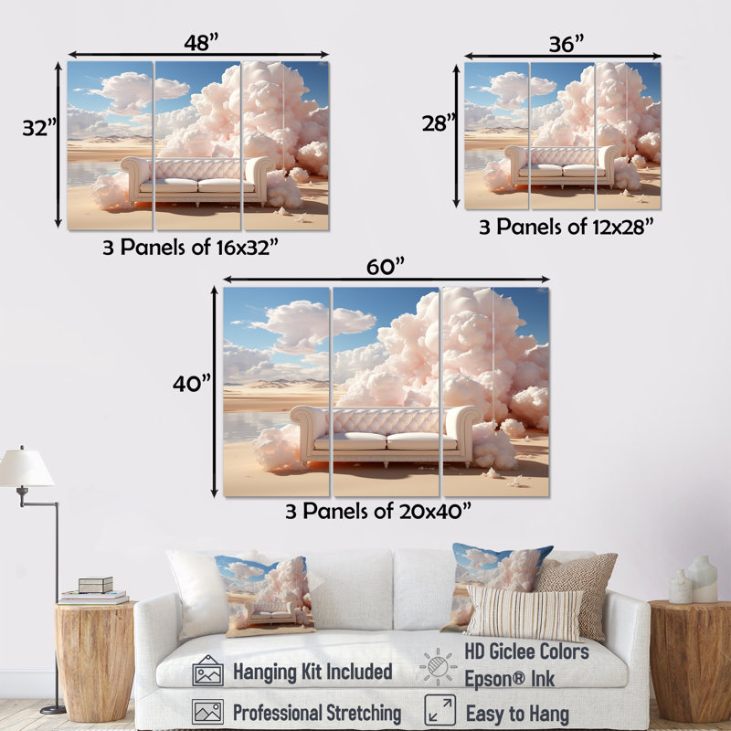 Marshmallow Mirage Fluffy Cloud - Clouds, impression d'art mural, H 28 po x l 36 po x P 1 po
