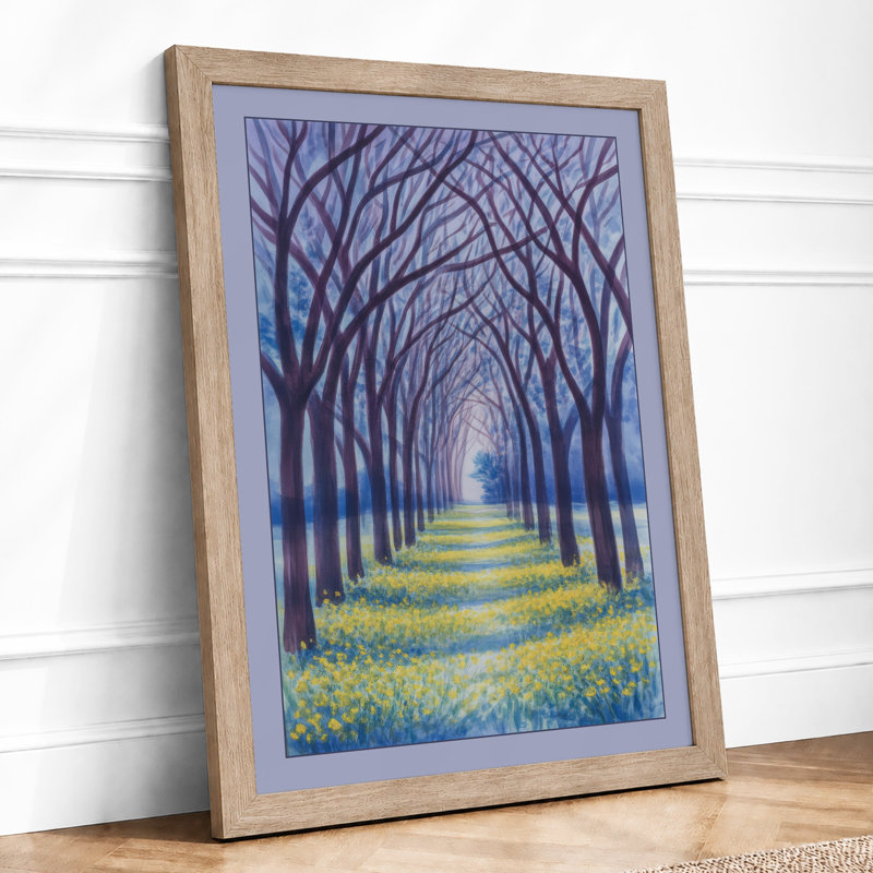 Avenue of Trees Scandinavian - Framed Print, A1 - 84.1 x 59.4 cm, Oak