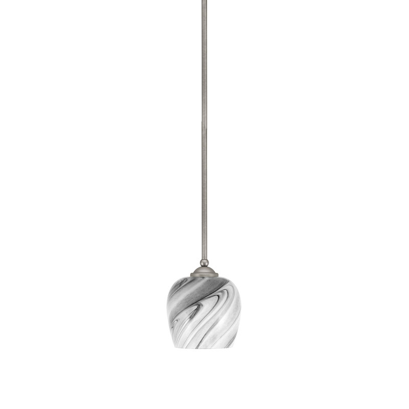 Ahdia Stem Hung Mini Pendant Shown With 6" Onyx Swirl Glass, Grey