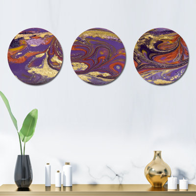 Ensemble de 3 décorations murales marbrées à texture ondulée III