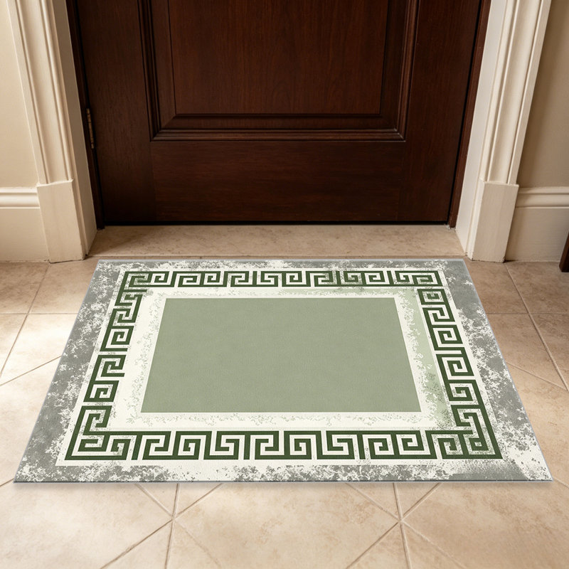 Green Greek Key Border carpet-easy to clean, machine-washable, soft and comfortable; suitable for door mats, kitchens, living rooms, bedrooms, corridors, and laundry areas. Easy to clean, durable carpet for home decoration.