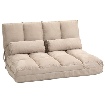 Homcom Convertible Floor Sofa Chair, Folding Couch Bed, Guest Chaise Lounge With  Pillows, Adjustable Backrest And Headrest, 40.25" L,