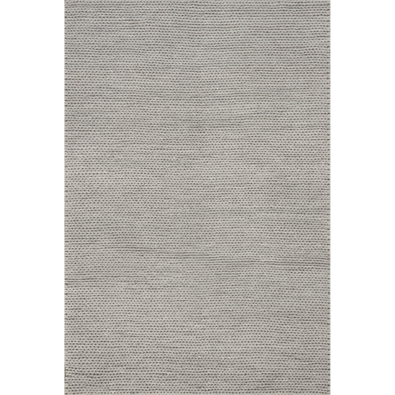 Tapis gris clair en laine tressé à la main, Carré 4 pi