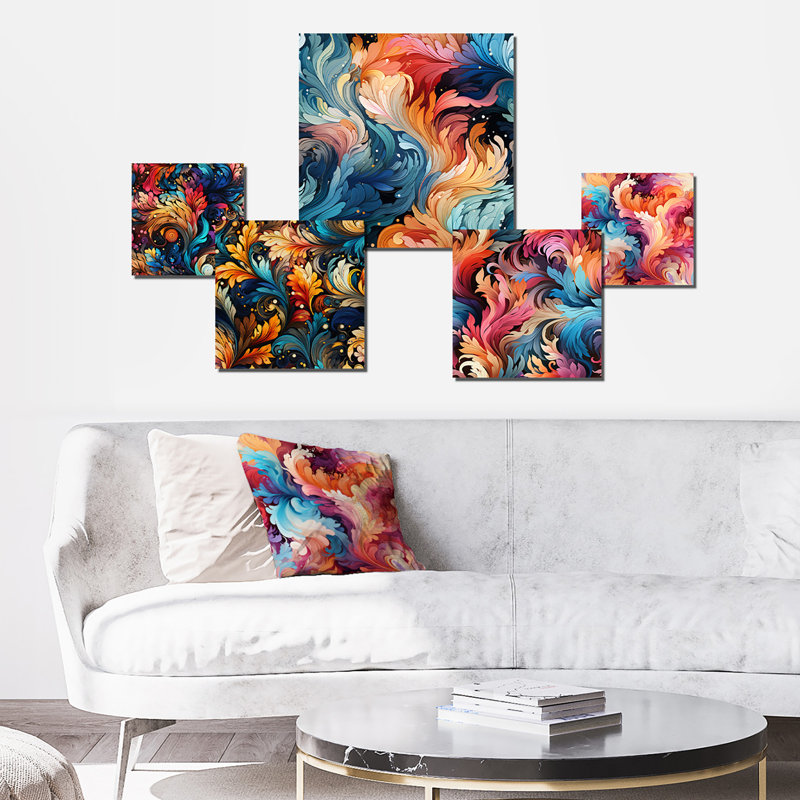 Tseng - ensemble d'art mural floral de 5