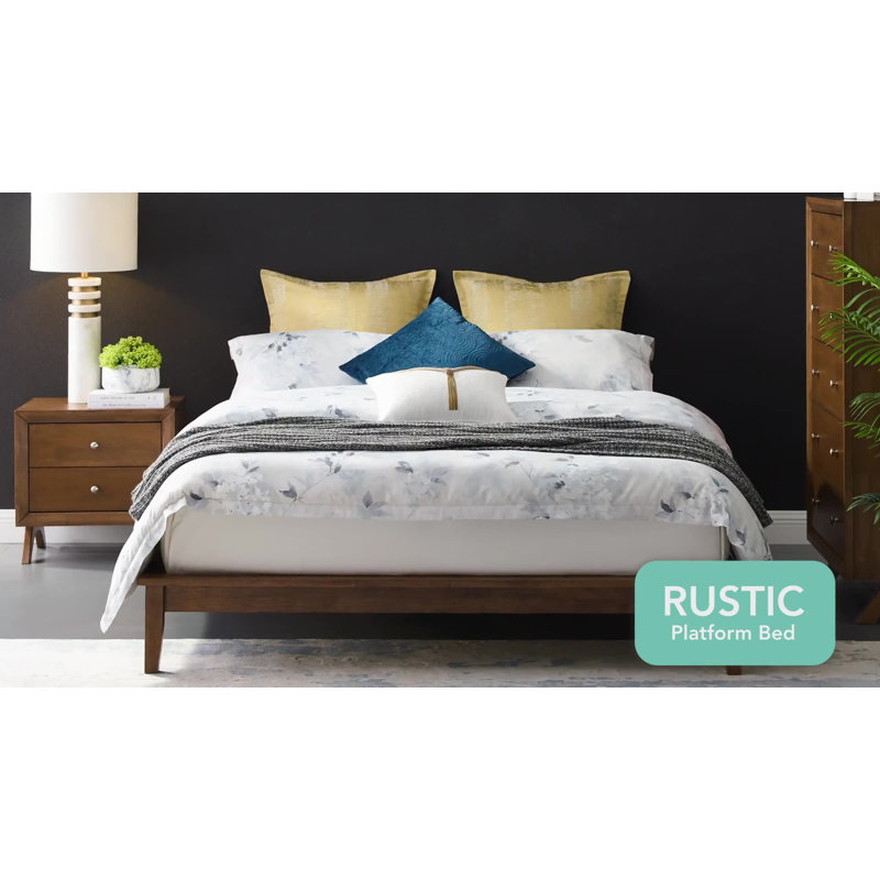 Walnut Twin Wood Platform Bed Frame with LVL Slats