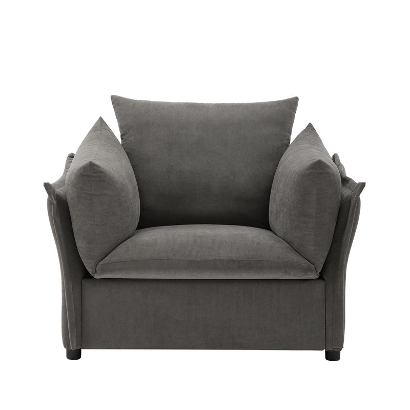 Fauteuil d'appoint surdimensionné en chenille de style moderne avec méridienne simple pour salon, chambre à coucher