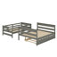 Lit superposé simple au-dessus d'un lit double avec lit escamotable Wood-116593632