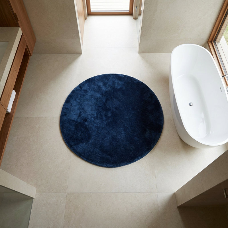 Celestial Navy Round Plush Acrylic Bathmat