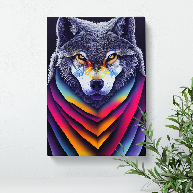 Wolf In Colour No.3 - Wrapped Canvas, 50cm H x 35cm W x 3cm D