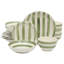 Service de table en grès 16 pièces Gibson Home Kenwood Shores, assiettes et bols peints à la main, service pour 4 - rayures vertes-114485492