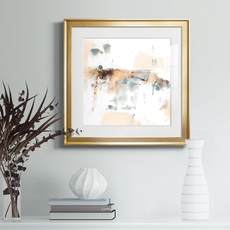 Toile encadrée Oxide I-Premium - prête à être accrochée, H 30,5 po x l 30,5 po x P 1,5 po, Papier encadré doré, Blanc