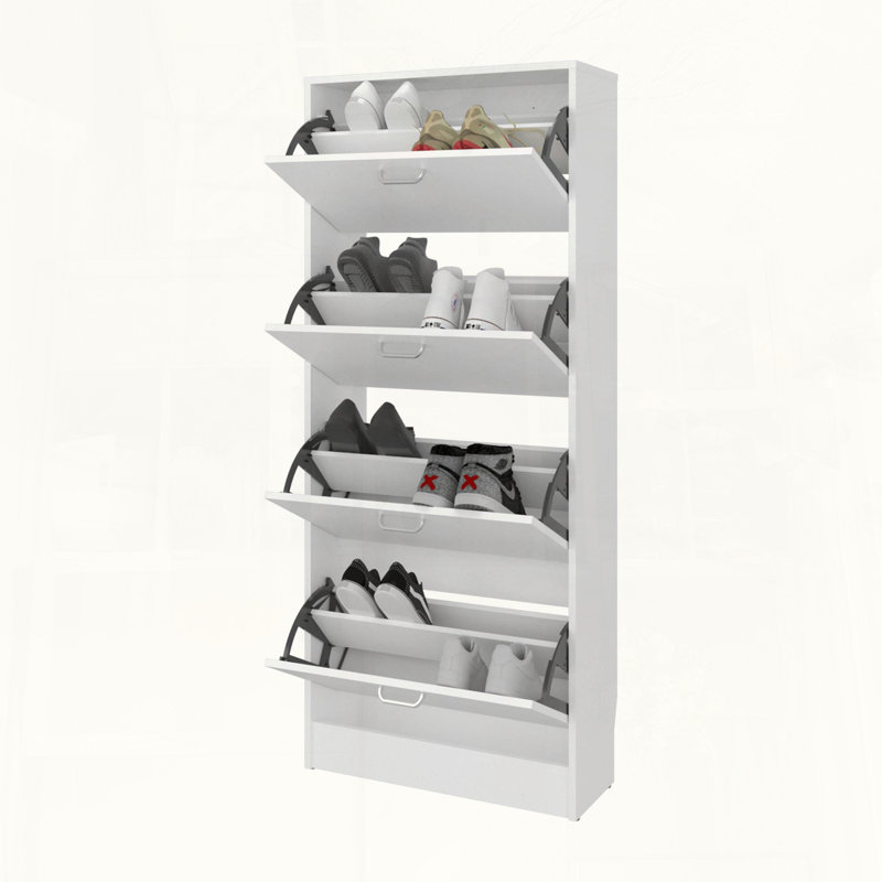 Range-chaussures vertical blanc avec portes, White